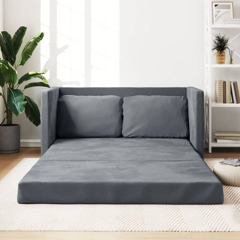 Bodensofa mit Schlaffunktion Dunkelgrau 122x204x55 cm Samt CFW224573 (1/5)