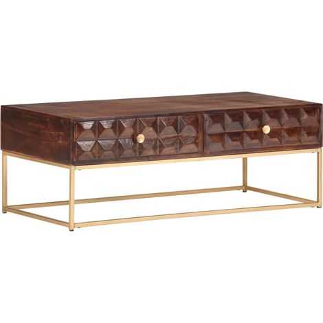 vidaXL Mesa de centro madera maciza de mango 112x50x40 cm (1/5)
