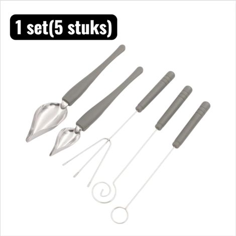 1 ensemble (5 pièces) - Ensemble de pâtisserie - Cuillères de service - Cuillère à dessert en acier inoxydable - Ustensiles de cuisine et de pâtisserie pour sauces, chocolat et présentation - Argent (1/5)