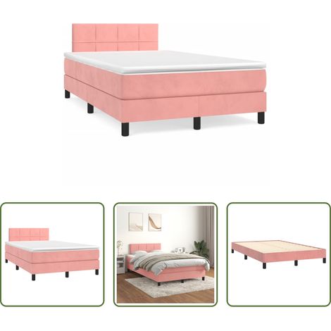Samtbett - Boxspringbett mit Matratze Rosa 120x190 cm Samt (1/5)