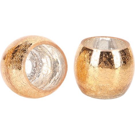 Bougeoir rond en verre moucheté, 2 pièces, minimaliste, moderne, romantique, doré, bougeoir pour décoration de maison (1/5)