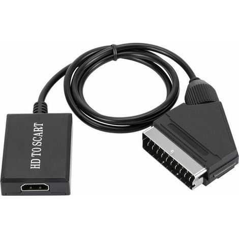 Cyslmuk – Convertisseur HDMI vers péritel 1080p – Adaptateur audio vidéo SCART – Compatible NTSC/PAL – Plug and play – Technologie de mise à l'échelle (1/5)