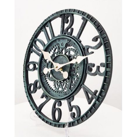 Horloge murale étanche d'extérieur, horloge murale de salon de jardin, horloge murale simple (12 pouces noir mat) (1/4)