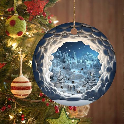 Weihnachtsdekorationen, runde Acryl-Weihnachtsornamente, festliche Wanddekorationen, hängende Weihnachtsornamente, 01 (1/5)