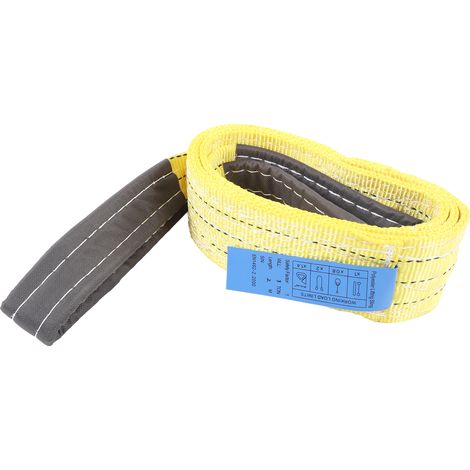 Élingue de levage plate en polyester jaune à double boucle 3T 2M pour grues industrielles (1/5)