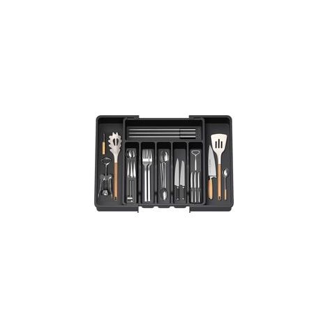 Bardusch-Organisateur de tiroir extensible pour couverts Dimensions 57 x 38 x 5 cm 8 compartiments en PP sans BPA Rangement efficace cuisine (1/5)