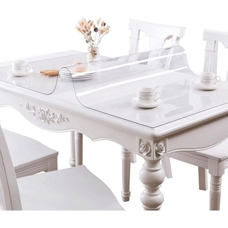 Nappe de table transparente 1mm PVC 80x120cm Rectangulaire Imperméable Anti-rayures