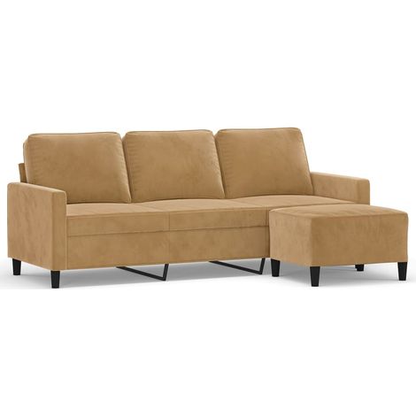 Canapé à 3 places,Sofa pour Salon,Banquette avec repose-pieds Marron 180 cm Velours CFW799922 (1/5)