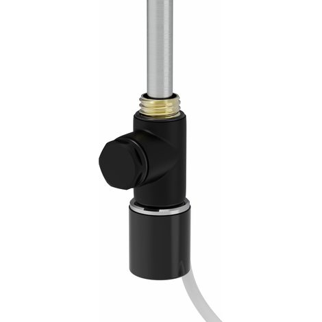 WarmeHaus Electric Heating Element Dual Fuel + Cover Cap + T Piece with End Plug for Heated Towel Rail Warmer Bathroom Radiators 1000W Black