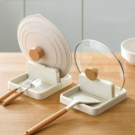 Lot de 2 repousse-cuillères pour plaque de cuisson, support de couvercle en plastique, porte-ustensiles de cuisine (1/5)