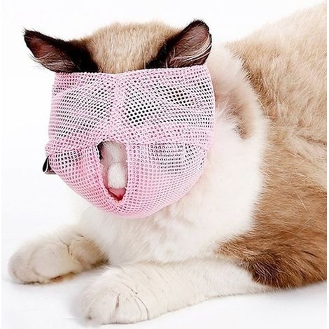 Boquilla anti-mordeduras para gatos, multifuncional, transpirable, de malla, herramienta de viaje para gatos, suministros de baño y aseo para mascotas, 1 unidad. (1/5)
