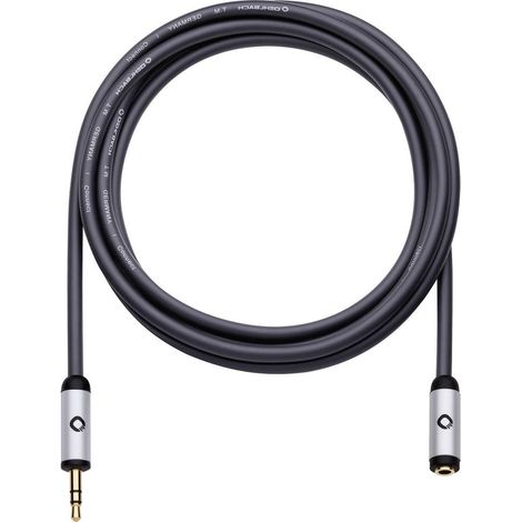 Câble audio Oehlbach 60036 [1x Jack mâle 3.5 mm - 1x Jack femelle 3.5 mm] 5.00 m noir contacts dorés