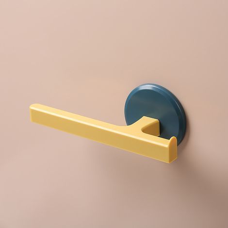 Wandmontierter Handtuchhaken aus Kunststoff, Handtuchhalter zum Aufhängen an einem Schrank, Handtuchhaken aus Kunststoff, ABS-Handtuchhalter ohne Bohren für die Küche (blau/gelb) (1/5)
