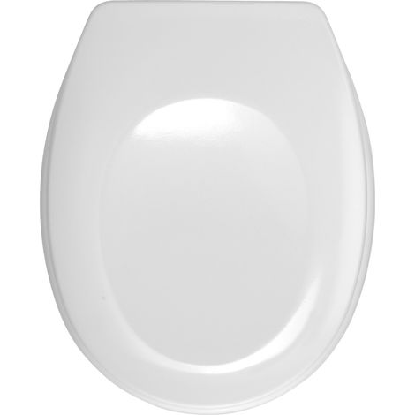WENKO WC-Sitz Bergamo Weiß, aus antibakteriellem Duroplast, Weiß, Duroplast weiß , Edelstahl rostfrei silber matt (1/5)