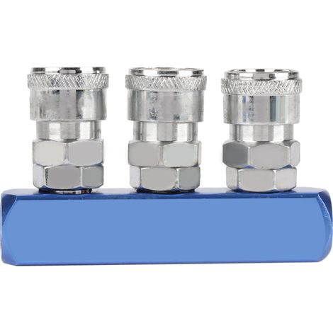 Raccord pneumatique rapide femelle 12mm PT1/4 3 voies pour connexion tuyau d'air (1/5)