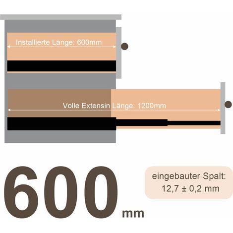Rail Hengda avec rails de tiroir 2x Extensions complètes 600 mm Guidage du tiroir à billes de guidage 35 kg (1/5)