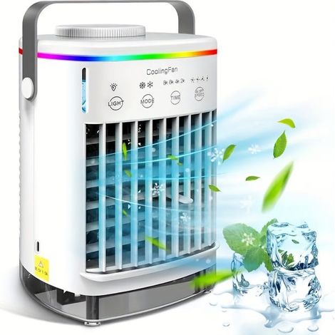 Climatiseur portable, ventilateur brumisateur, humidificateur USB à 4 vitesses, pour chambre, voyage, bureau (1/5)