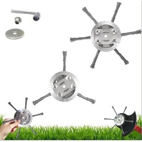 Tête de Débroussailleuse 2PCS Brosses Désherbage en fil d'acier pour 150 mm 6Couteaux Fil Coupe-Bordures Universelle Remplacement Lame Coupe-Herbe -