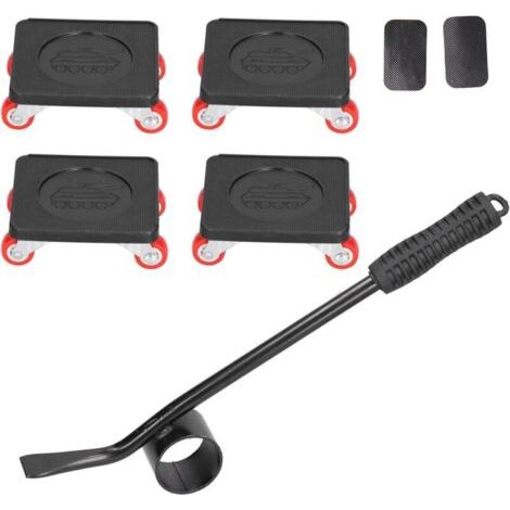 Déménageur Meubles, 5PCS Lève Meubles à Usage Intensif Ensemble D'outils pour Déménageurs Curseurs avec 4 roulettes à Double Roulement roulettes Rotation à 360 Degrés Chariot Meubles Capacité 400 kg (1/5)