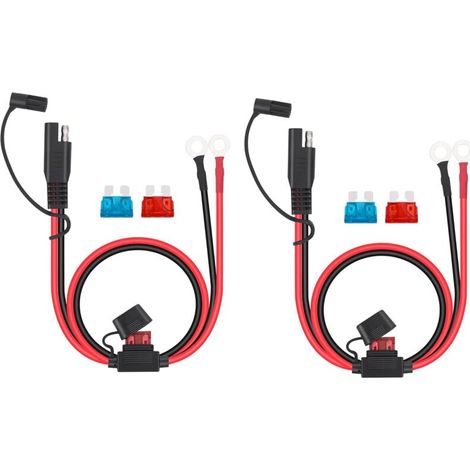 Set di 2 connettori per batteria SAE, spina a sgancio rapido SAE con fusibile ad anello da 12 V, adatti per la ricarica di motociclette, trattori, automobili, ecc.