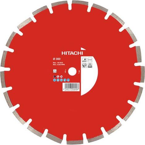 Disque diamant Ø350 al.25,4 seg.10 type asphalte Standard LASER HIKOKI 773021