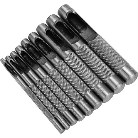 Ensemble de 9 emporte-pièces pour perforation du cuir, emporte-pièces pour ceintures, outils de maroquinerie, 2,5-10 mm (1/2)