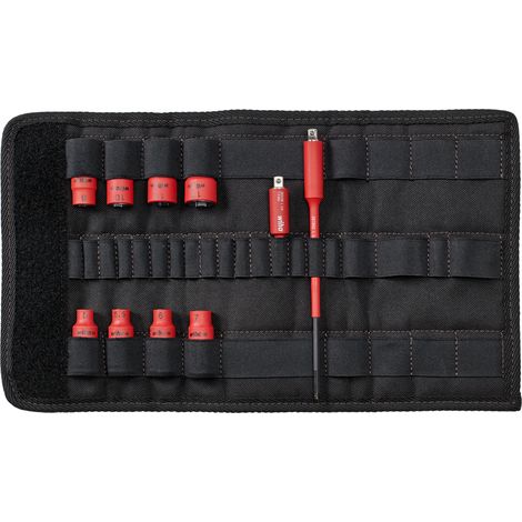 Wiha Juego de insertos de llave de vaso de 1/4" TorqueVario®-S electric en surtido, de 11 unid., incl. adaptadores y bolsa plegable (43466) (1/2)