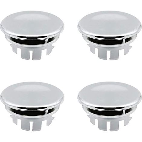 Bouchon de trop-plein de remplacement pour évier - Bouchon de trop-plein rond pour inserts de stockage d'évier (4 pièces/chrome) (1/5)