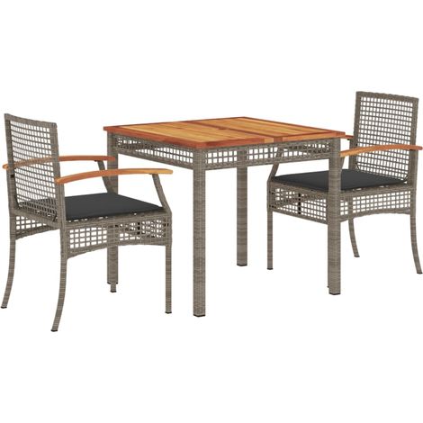 Maison Exclusive - Set comedor de jardín 3 piezas con cojines rat (1/5)