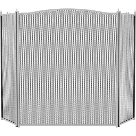 Denton 3 Panel Fire Guard Fireplace Screen Fence, Pewter