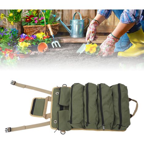 Aufrollbare Multifunktions-Werkzeugtasche, Gartenwerkzeugtasche, Aufbewahrungstasche, grün (1/5)