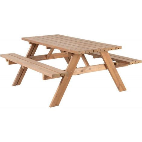 Tavolo da picnic in legno per giardino 177x153 cm – Pino termotrattato – Sedute integrate – Modello Pic Nic Bellavista (1/5)