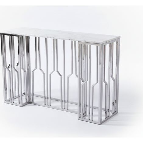 Console effet marbre blanc structure métal chrome 120x40x78 cm PORTOFINO (1/5)