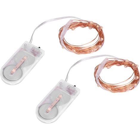 Guirlande lumineuse féérique de 20 LED, 2 m, fil de cuivre, alimentée par piles, idéale pour Noël, les mariages et autres occasions spéciales. Décoration à faire soi-même. (1/5)