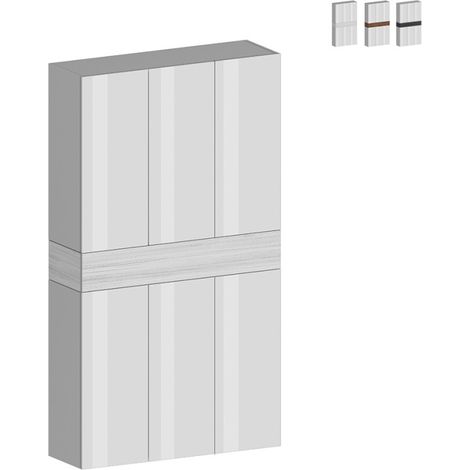 Scarpiera 6 ante un ripiano 114x35x200cm - HORIZON - Colore: Bianco Laccaro Lucido-Bianco Larice (1/5)