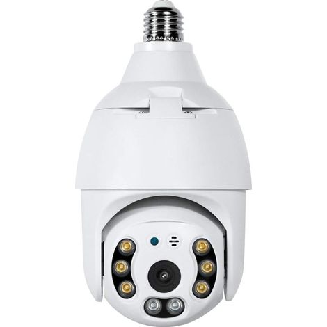 Caméra de sécurité PTZ sans fil 3 MP avec culot E27, suivi automatique des mouvements, audio bidirectionnel, vision nocturne