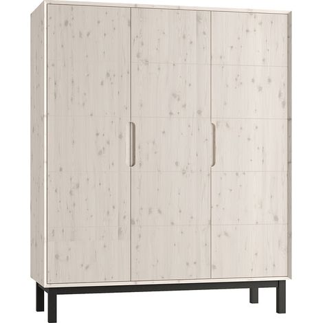 Armadio 3 ante Country marrone sbiancato 180cm (1/5)