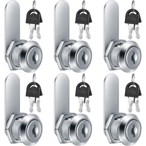6 Pièces Serrure de Boîte aux Lettres, 16mm Serrure à Came, Serrure de Sécurité avec Clés pour Barillet Boîte aux Lettres Tiroirs Cabinet Placard (1/5)