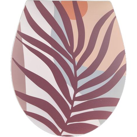 Duroplastischer WC-Sitz mit Absenkautomatik und abnehmbarem Design, verziert mit einem lebhaften Monstera-Muster. DIVERS (1/4)