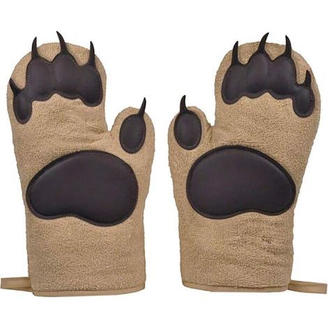 Cooking, BBQ, Thickened Bear Paw Oven Mitts and Pot Holders, Bear Hand Mitts, 1 Pair Set of 2 (1/3)