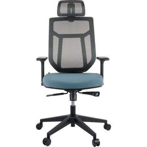 MaxxHome Silla de oficina ergonómica con soporte lumbar, reposacabezas ajustable, reposabrazos y respaldo. Silla cómoda con respaldo alto, color: Gris (1/5)