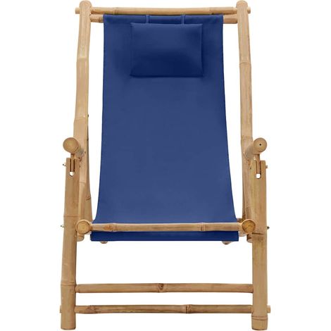Maison Exclusive - Liegestuhl Bambus und Canvas Marineblau