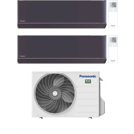 Panasonic Climatizzatore Dual Split Etherea Dark 9+12 con CU-2Z50TBE Inverter R-32 Wi-Fi Classe A+++