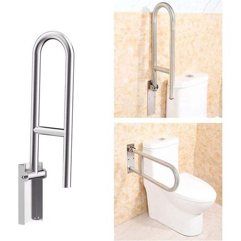 Barre Dappui Wc Handicapé, Barre D'appui De Sécurité Pliante Pour Toilettes, Barre D'appui Avec Un Anneau Lumineux, Rotation Verticale à 90°, barre D Appui (1/5)