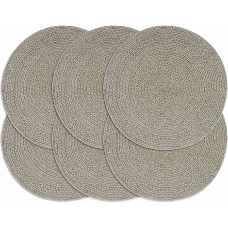 vidaXL Manteles individuales redondos 6 uds algodón gris liso 38 cm (1/3)