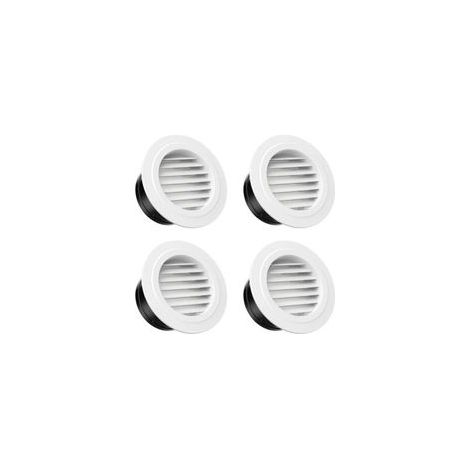Set mit 4 runden Lüftungsgittern, Kunststoff-Lüftungsschlitzen mit Moskitonetz, Lüftungsgitter für Bad, Küche, Büro, Weiß, 100 mm (1/4)