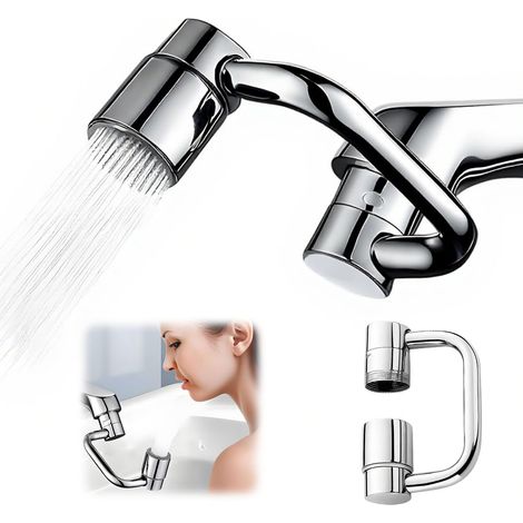 Embout Robinet Pivotant 1080°, Multifonctionnel Mousseur Robinet, Aérateur de Robinet économiseur D'eau, Robinet d'Extension Avec 2 Modes de Pulvérisation pour Cuisine ou Salle de Bain (1 PCS) (1/5)