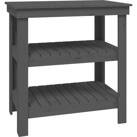 vidaXL Banco de trabajo Gris 78,5 x 50 x 80 cm Madera de Pino Maciza (1/2)