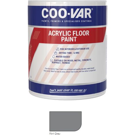 CooVar Acrylic Floor Paint - Flint Grey - 1 Litre