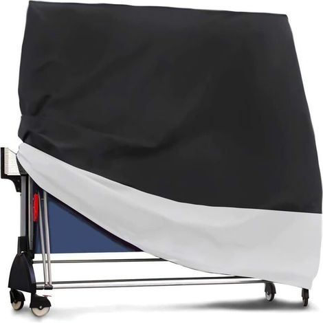 Housse de protection imperméable en Oxford pour table de ping-pong d'extérieur - Résistante aux intempéries - Noir/blanc (165 x 70 x 185 cm) (1/5)